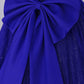 Royal Blue Scoop Tulle Short Sleeves Long Prom Dress, Royal Blue A-Line Party Dress    S2564