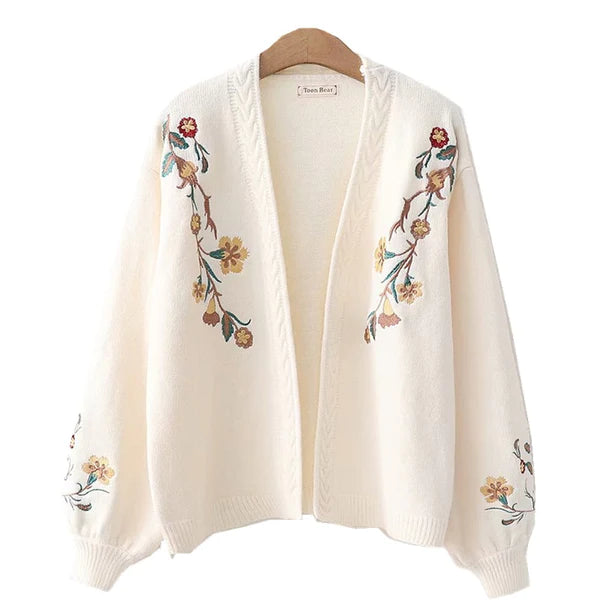 Women Chic Flower Embroidery Cardigans    S2780