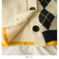 Contrast stitched diamond check single breasted low neck T-shirt      S2551