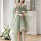 Light Green High Low Sweetheart Straps Formal Dress, Floral Tulle Homecoming Dress   S2561