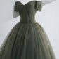 A-Line Sweetheart Neck Green Long Prom Dress, Sweep Train Green Formal Dress     S3372