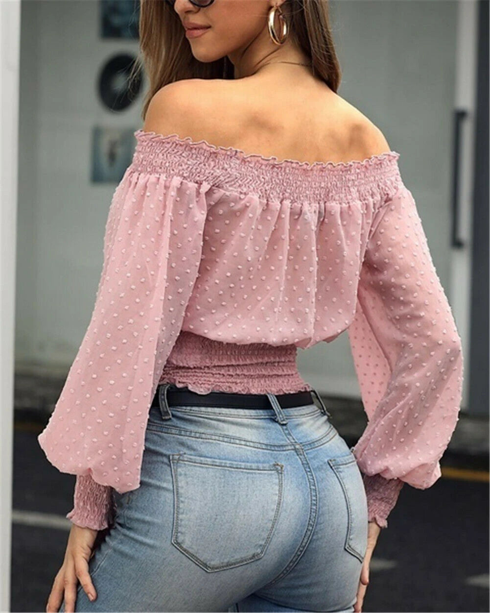 Hot Off Shoulder Autumn Chiffon Shirts Top Lady Women Long Sleeve Shirt Slim Casual Solid White Blouses     S2507