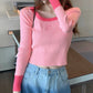 Cute round neck tops long sleeve sweater      S2544