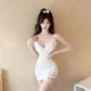 Pure desire style sexy suspender skirt tight and thin irregular figure showing dress R3756