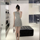 Slimming dress for women, new summer style, French sleeveless, high-end short hip skirt R3753