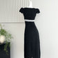 Neckline lace polka dot long skirt French style waist slimming skirt R2085