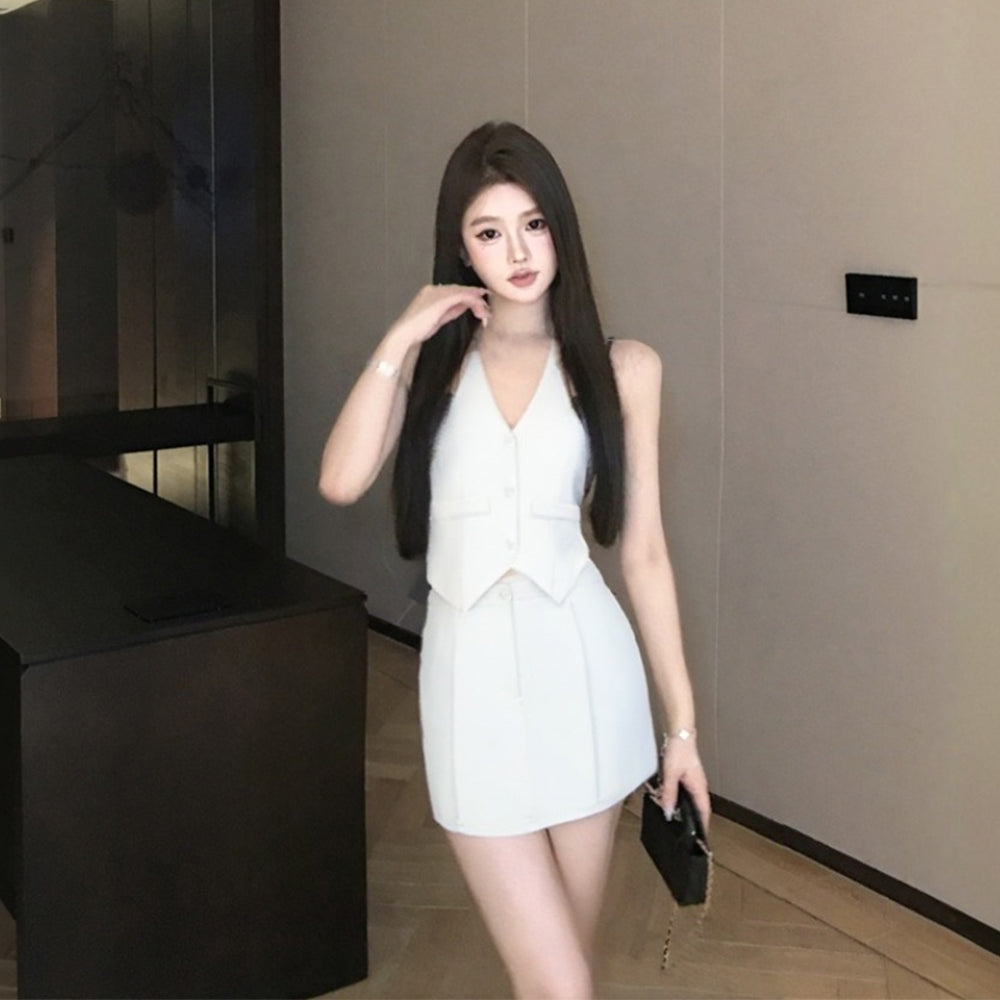 Chanel style suit top and skirt, casual and elegant two-piece suit R0881