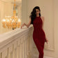 Retro halter neck suspender dress sleeveless lace-up knitted slim fit sexy hip skirt R1491