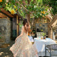 Beautiful small skirt loose A-line long skirt holiday style flower suspender dress R0693