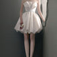 White French Satin Evening Dress Short Slim Party Tube Dress Homecoming Dress R2981