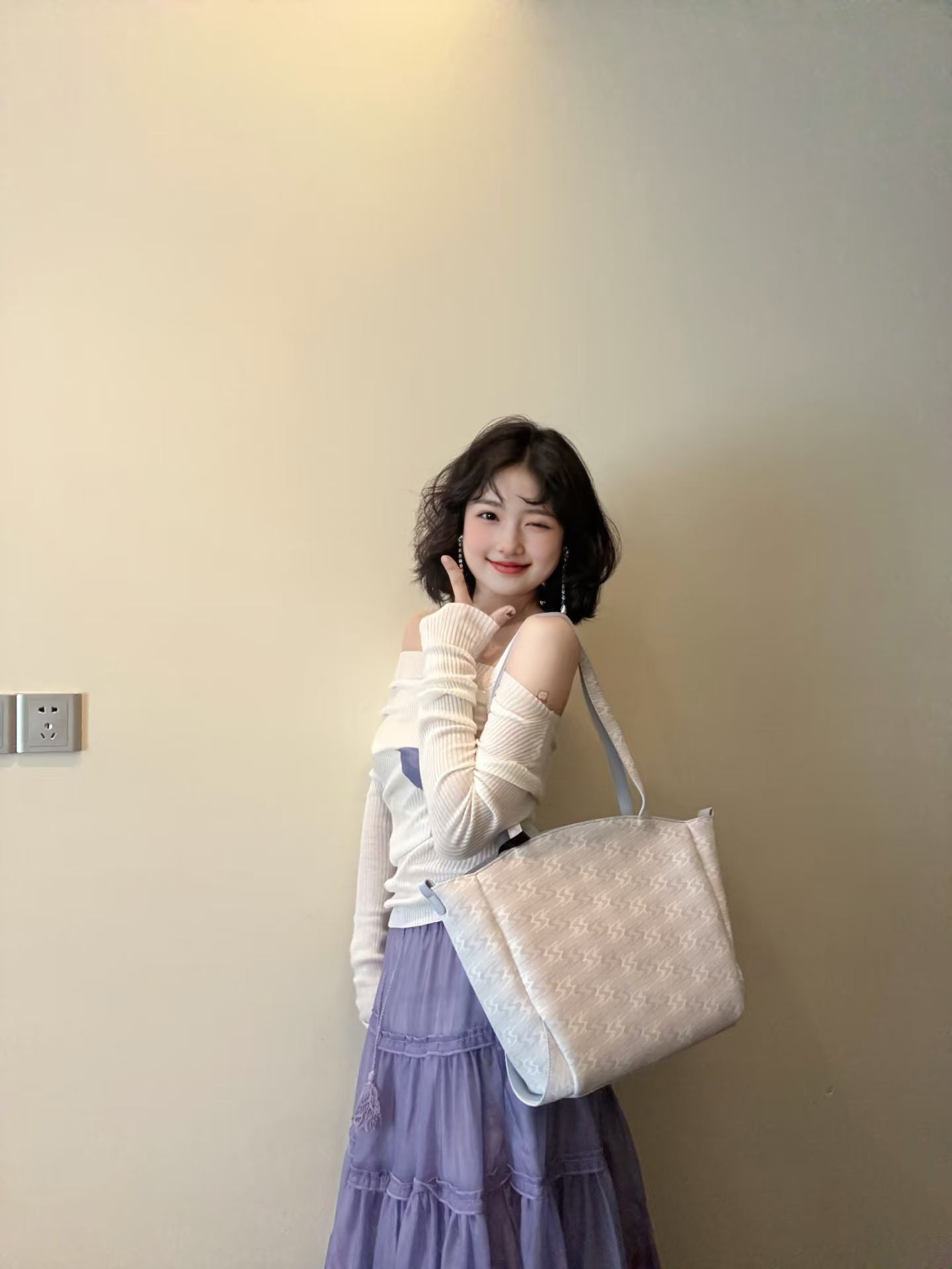 Elegant and gentle temperament one-shoulder long-sleeved top a-line skirt two-piece suit skirt R0875