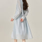 Temperament gentle style blue V-neck dress female 2025 new style skirt R1954