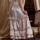 French ruffled satin pink long skirt homecoming dress R5154
