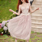 French pink fairy dress design long short-sleeved fishbone dress homecoming dress R5158