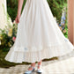 French pastoral white big swing fishbone dress long little white dress homecoming dress R5155