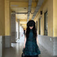 Forest style outfit retro green mesh sleeveless vest dress beautiful skirt R0738