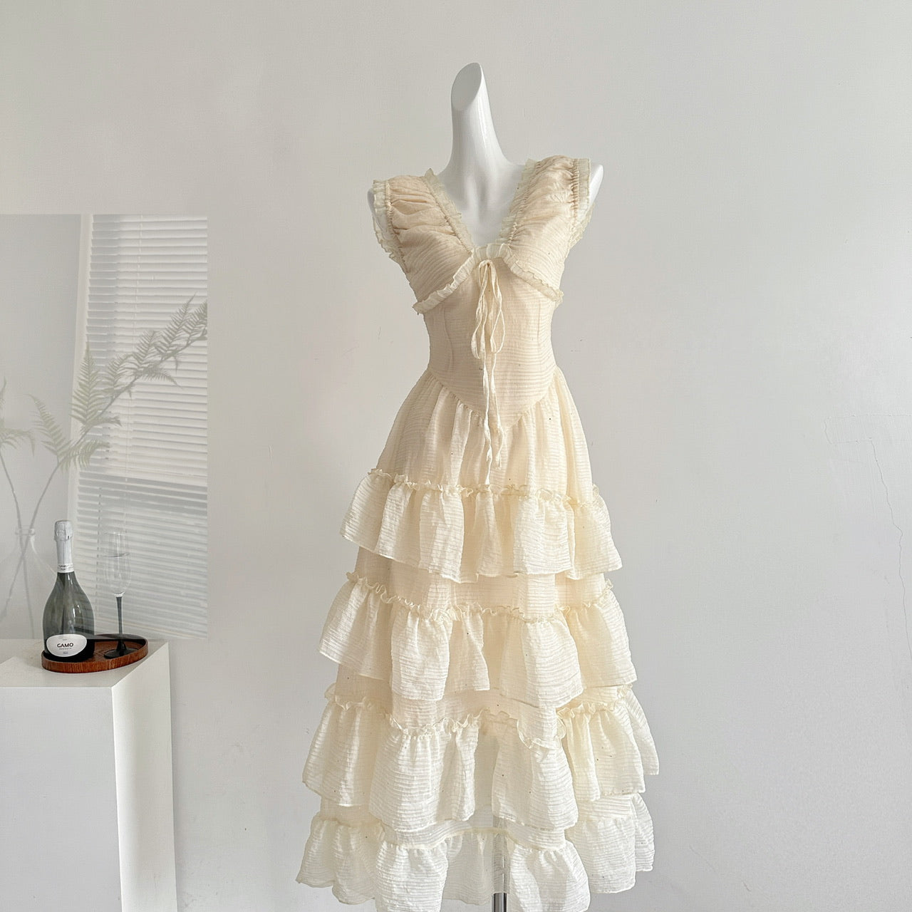 Scarlett skirt heavy V-neck suspender dress waist slim long skirt R2023