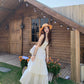 Beautiful little skirt lace splicing cake sling long dress R0778