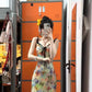 Floral suspender dress with gentle temperament, slim waist and hip skirt R0574