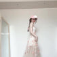Flower suspender dress gentle temperament beautiful waist A-line long skirt R0661
