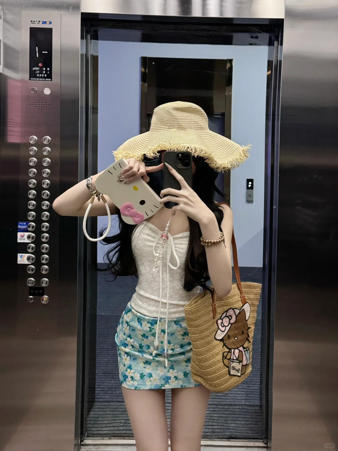 Holiday style gentle temperament beautiful jacquard halter neck top floral skirt two-piece suit R0886