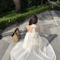 Beautiful suit outfit first love white floral halter neck top skirt two piece skirt R0689