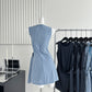 Two-tone sleeveless round neck dress with waist tie short skirt R1985