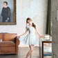 French style little white dress for girls, slim fit, heavy work dress, new summer style R3912