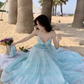 French style mint green halter neck suspender dress Sanya seaside holiday backless fairy long dress R0214
