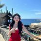 Pure desire hot girl red chiffon suspender dress irregular ruffle sexy slit holiday long skirt R0218