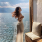 Pure desire style sexy white suspender dress niche backless super fairy seaside holiday long dress R0219