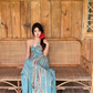 Retro Bohemian halter neck dress with straps and backless seaside holiday dress R0224