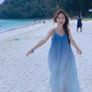 Atmosphere seaside holiday style French gradient suspender dress loose slim beach dress R0229