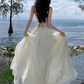 French style beautiful white chiffon suspender dress sexy backless seaside holiday dress R0231