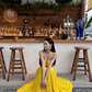 Sexy hottie on vacation at the seaside wears a full set of dopamine waist-baring two-piece suit R0234