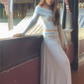 Early spring age-reducing outfit with one-shoulder long-sleeved T-shirt top and skirt, lazy style suit skirt R0248