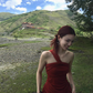 Desert outfit hot girl design one shoulder big swing red holiday dress R0251