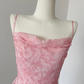 Pink romantic floral dress 2025 summer slim pure short skirt suspender dress R0256