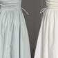 2025 summer new minimalist style high waist slim hollow square neck knitted long dress R0259