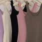 Long casual knitted slim fit vest dress sleeveless bottoming suspender skirt R0261