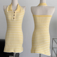 Lemon Cream Hot Girl Backless Knitted Skirt Women's Summer Sweet Polo Dress R0262