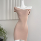 Cross-knitted dress, one-shoulder design, hip skirt, slim fit, ice silk short skirt R0266