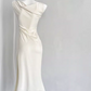 Swing collar off-shoulder dress French style women's three-color waist fishtail skirt women R0269