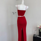 2025 summer new beach short sleeveless red flower suspender top sexy hip skirt suit for women R0270