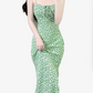 2025 Summer New Green Floral Bandeau Sexy Long Suspender Dress R0951
