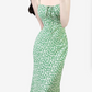 2025 Summer New Green Floral Bandeau Sexy Long Suspender Dress R0951
