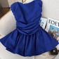 Pure desire tube top vest for women summer new style pleated design waist slimming short skirt R4029
