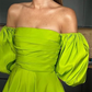 Sexy Off Shoulder Puff Sleeve Prom Gown,Green Satin Long Formal Evening Dresses        S3728