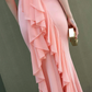Elegant Sleeveless Mermaid Prom Gown with Ruffles, Cheap Backless Long Evening Gown      S5144