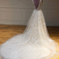 Deep V Neck and V Back Champagne Lace Long Wedding, Champagne Lace Prom Formal Evening dress        S5299